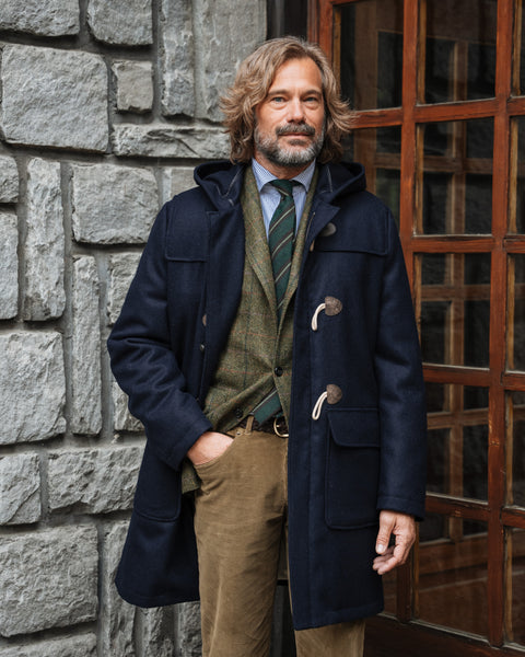 【美品】CALEE DUFFLE COAT Lsize Dark blue wool classic duffle coat, Made in Italy | Velasca